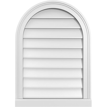 Ekena Millwork Round Top Surface Mount PVC Gable Vent w/ 2"W x 2"P Brickmould Sill Frame, 20"W x 28"H GVPRT20X2803SN